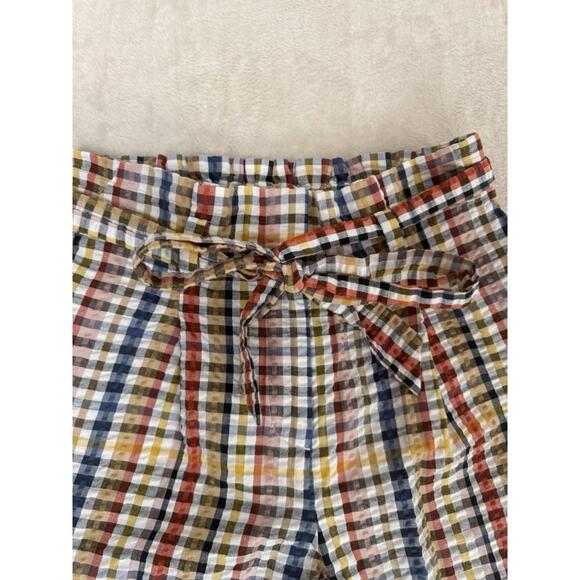 Loft Women's Size S Multicolor Gingham Plaid Belted Pleated Cottage - Picture 6 of 7